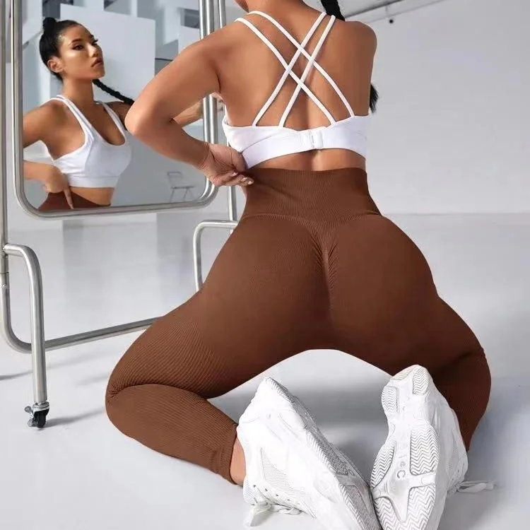 Ribbed Push up yoga leggings Women Gym Fitness Wear Acid Wash Leggings Sportswear Workout Clothes Yoga Pants Scrunch Butt Tights