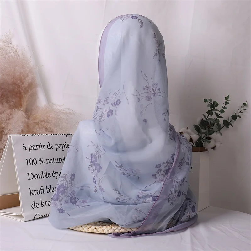 custom printed chiffon foulard cotton hijabs scarf muslim musulman clip veil women accessories capital