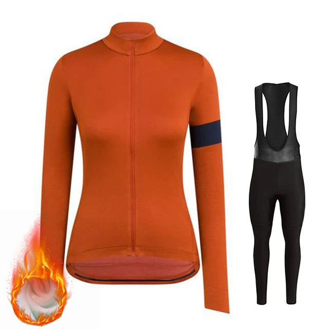 Winter Thermal Fleece Suits Women Long Sleeve Road Bike Jerseys Cycling Bib Tights Bike Clothing Set