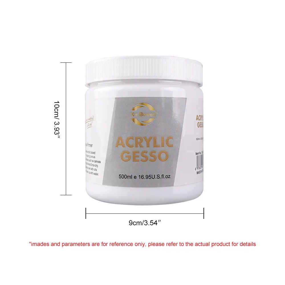 Xin Bowen Base Paint Gesso Black or White 500ML Big Bottle Acrylic Gesso Painting Paint Fine Quality Fast Dry Art Medium