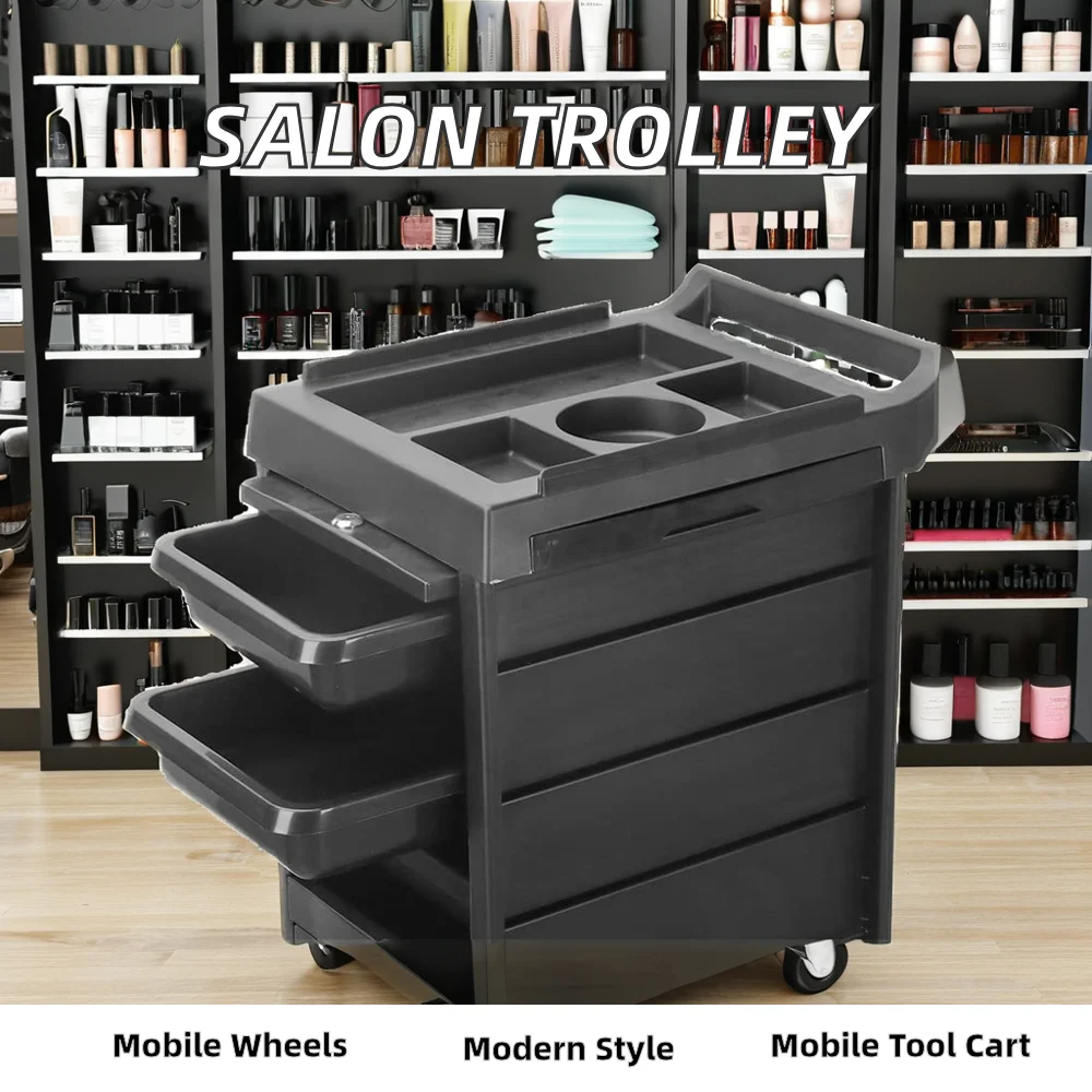 Modern Home Hair Salon Tool Cart Beauty Trolley Portable Multi-Layer Storage Removable Plastic Shelves Cross-Border Beauty
