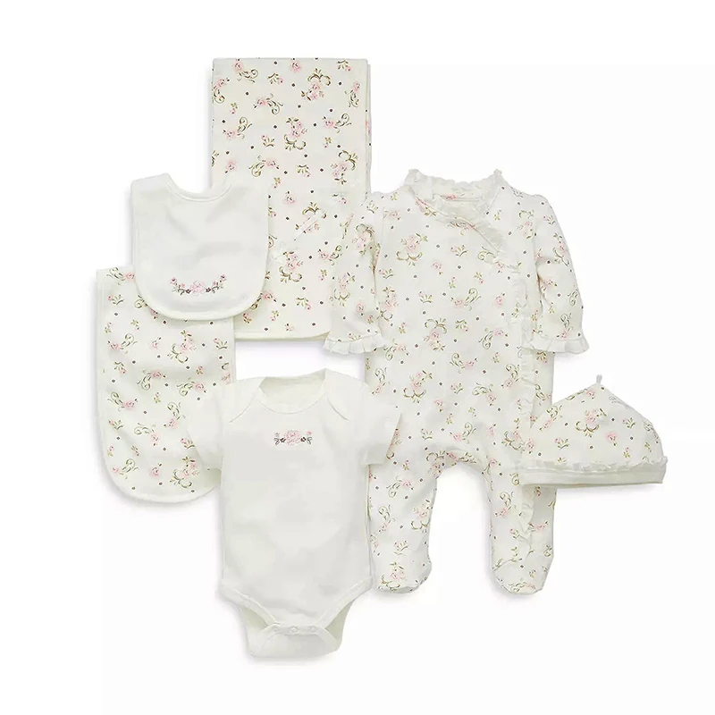 Organic cotton baby Convertible Gown Striped Blanket infant outfit sleep wear for baby newborn gift set custom baby clothing set