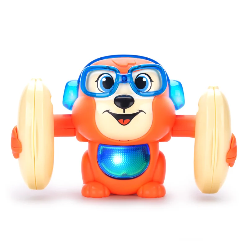 
Wholesale Cartoon small toys for kids wild animal toy sound activated rubber tumbling monkey 