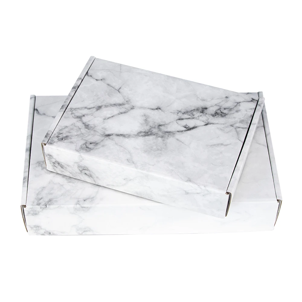 
Custom white marble color corrugated paper shipping boxes children clothing gift packaging mailer boxes 