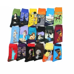 Hot Sale Fashion Cotton Oil Art Socks Calcetines Meias Unisex Colorful Famous Painting Socks