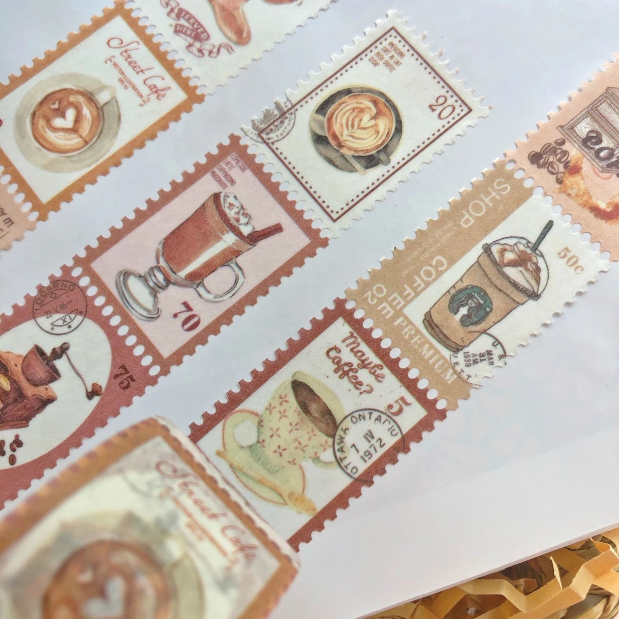 Custom Postage Stamp Washi Tapes 10 designs of Decorative Stamp Stickers for Scrapbooking, Daily life DIY Arts Crafts