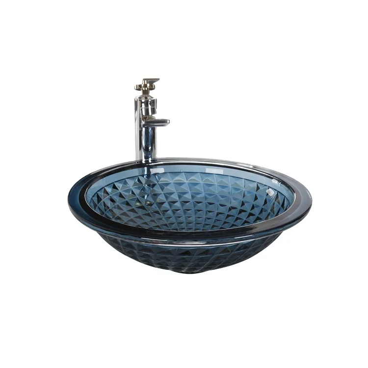 Luxury Bathroombowl hand wash basin Art  Transparent Tempered Glass Counter Top sink