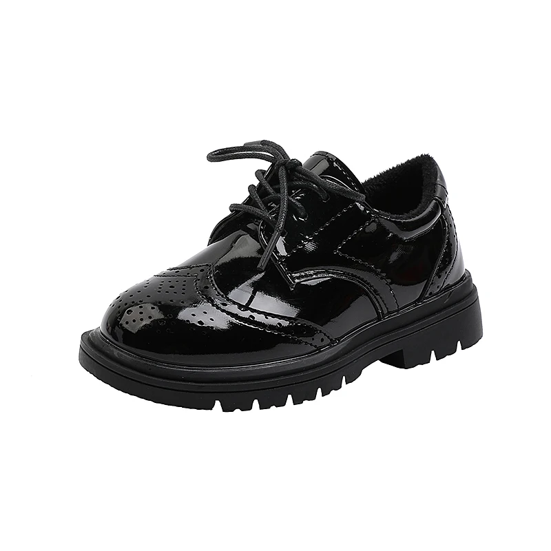 Hot selling add plush warm leather kids student shoes school shoes winter for boys