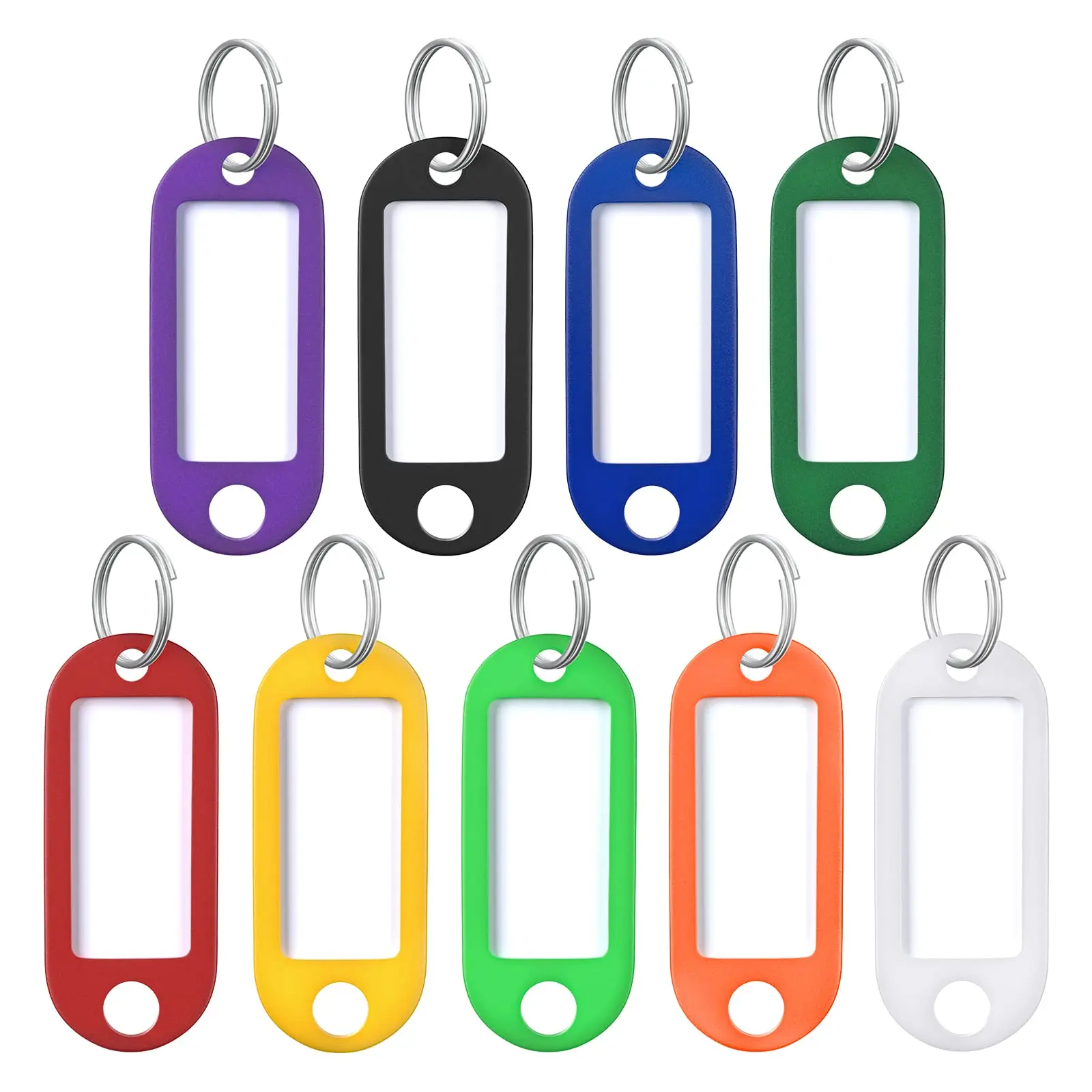 100pcs Multi-Colors Plastic Keychain Tags with Removable Card Label Car Key Tags with Split Rings