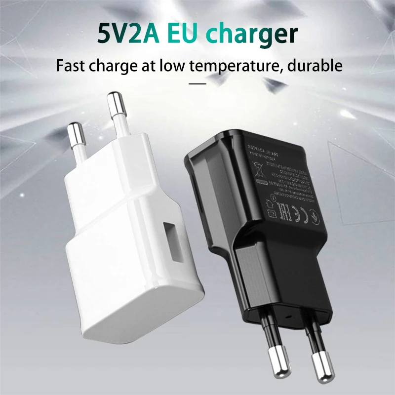 EU Plug White Black 5V 2A 1 Port USB Wall Charger Power Travel Adapter for samsung S6 S7 S8