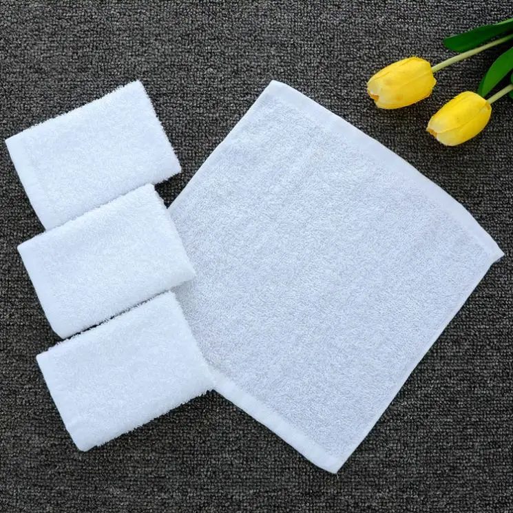 Custom eco friendly white 100% cotton mini hand towel disposable 25 25cm toallas de mano for home and kitchen