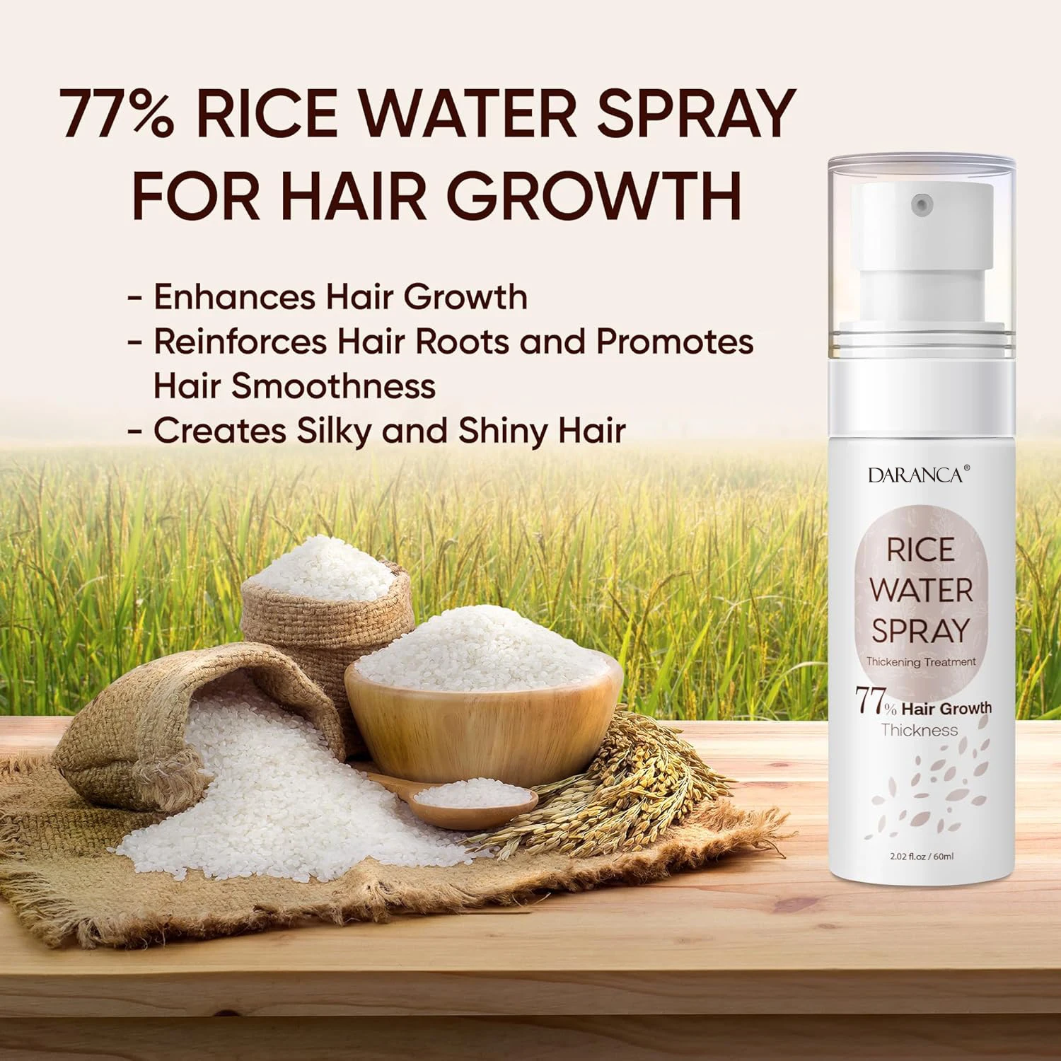 Hotselling OEM ODM Rice Water Hair Growth Spray Custom Organic Anti-Hair Loss Treatment Regrowth Spray