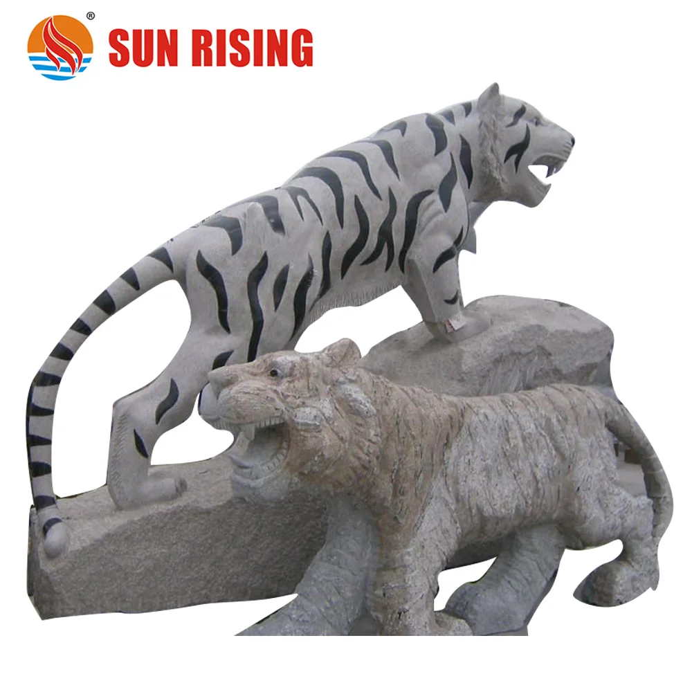 Natural Granite Stone Large Life Size Tiger Statues, Tiger Stone Sculpture