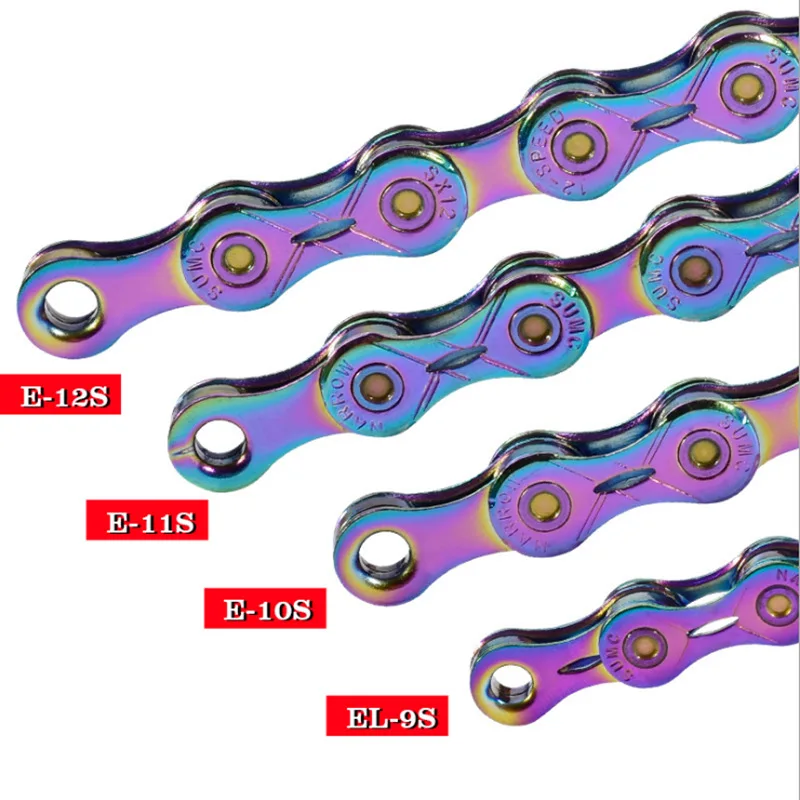 SUMC Rainbow Color Mountain Road Bike Chain 9/10/11/12 Speed Half Hollow Ultralight Bicycle Shifting Chains