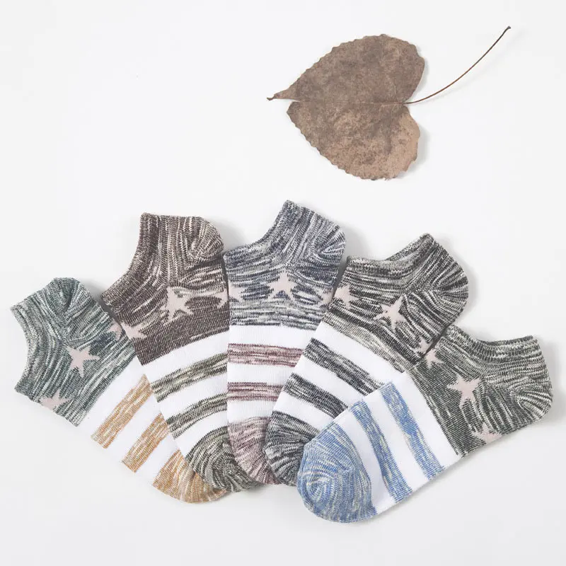 Men Navy Style Vintage Patchwork Casual Polyester Cotton Elastic Ankle Socks