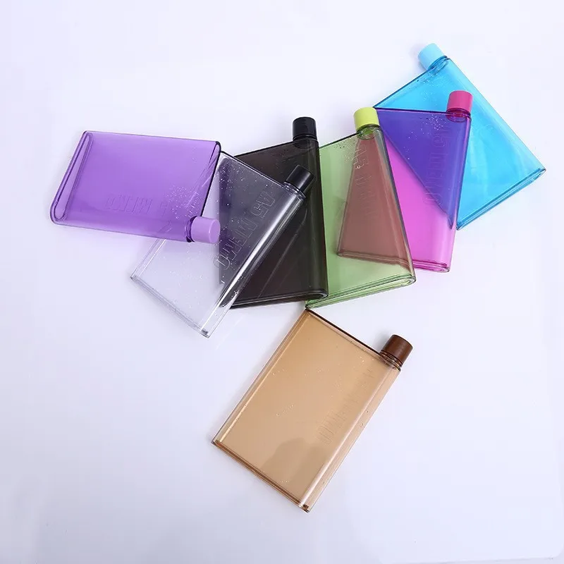 Square Shape A5 Flat Plastic Clear Notebook Water Bottle A5 Flat Plastic Clear Notebook Water Bottle