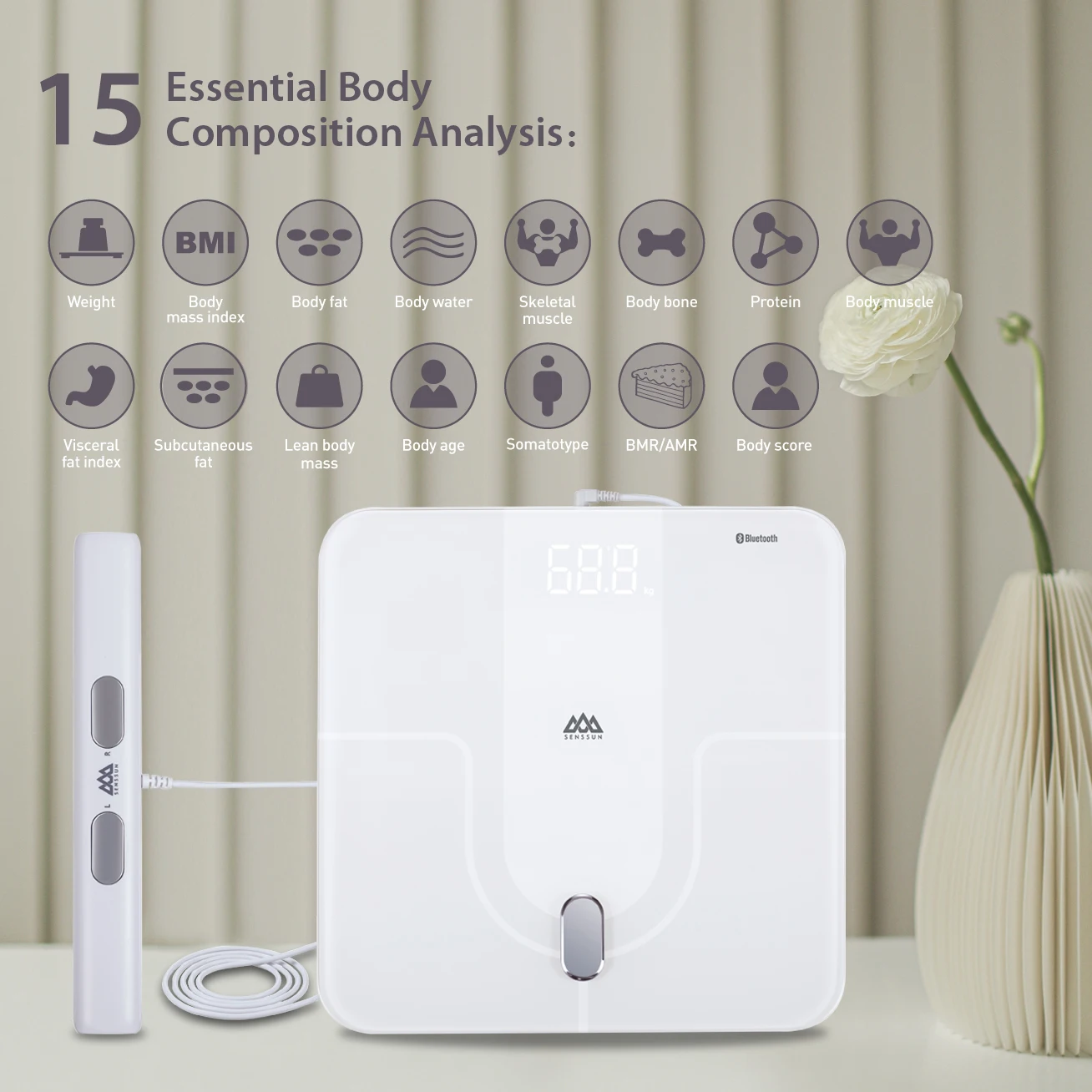 Advanced Duel-Frequency Bioimpedance Technology Smart Body Fat Scale Health Monitor Sports Gym Fitness Diet Digital Body Scale