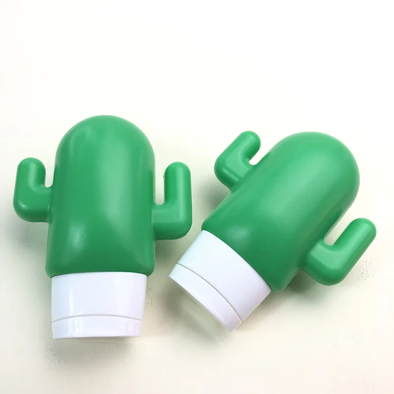 Cute cactus shape sunscreen cosmetic packaging 70 ml wholesale plastic makeup lotion cream bottle kids skincare empty container