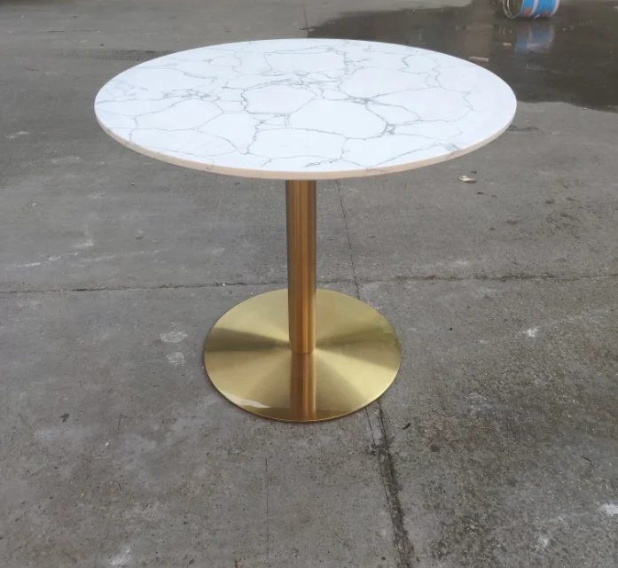 
Modern round dining table gold legs marble dining table resine white marble table restaurant furniture 