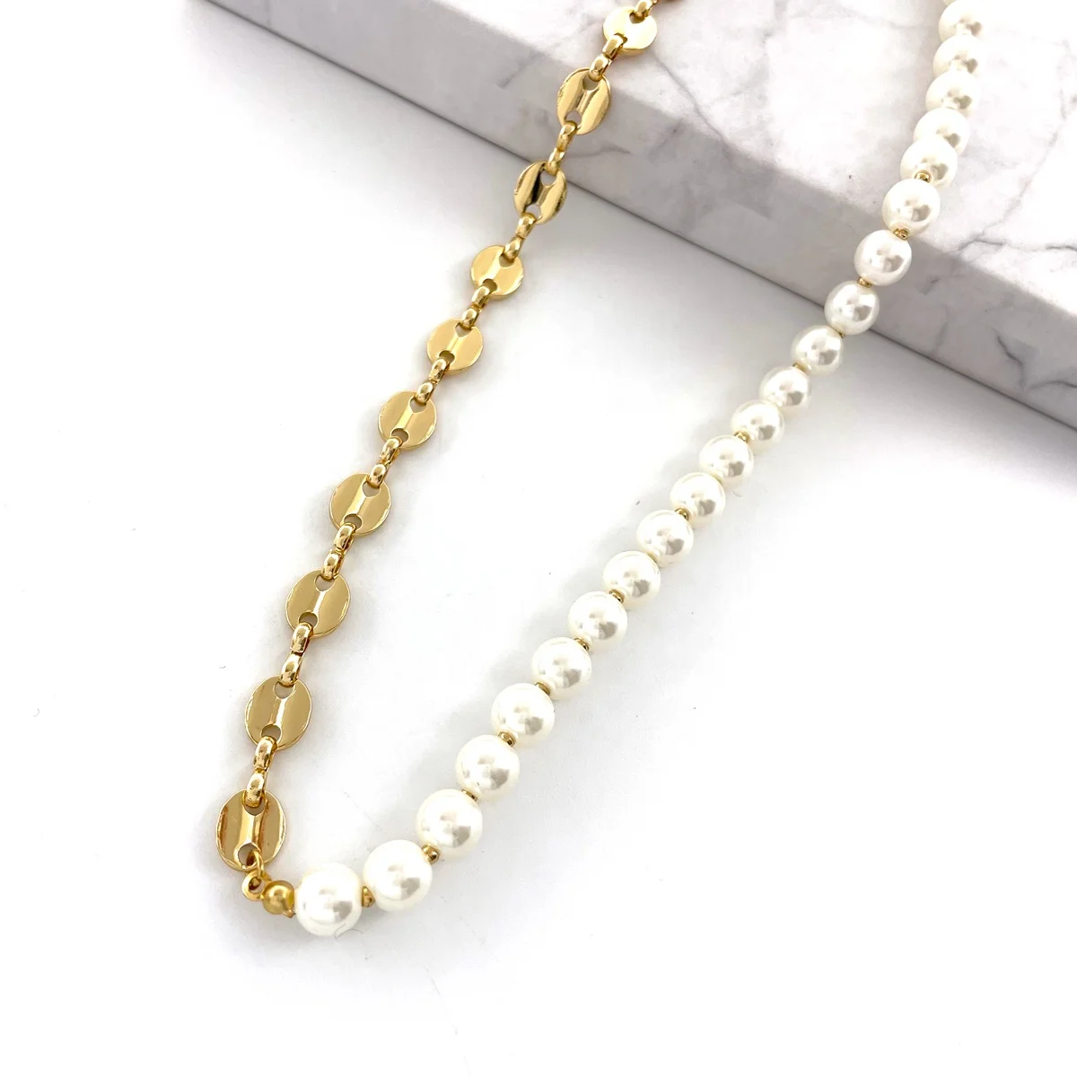 Fashion charm jewelry pig nose chain gold plated pearl necklace for women