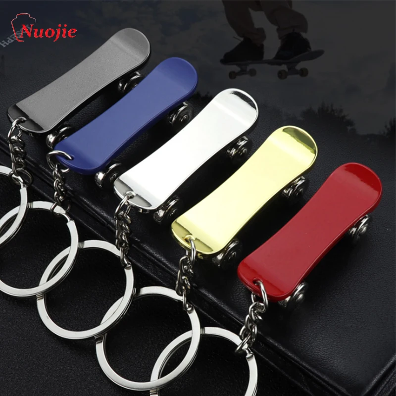 Advertising Personalized Ice Skate Custom Logo Aluminium Alloy Mini Skateboard Keychain/