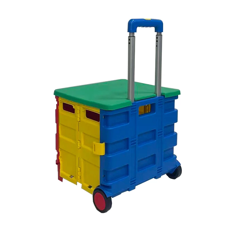 Bafuluo Good Design New Plastic Foldable Trolley with Wheels and Lid