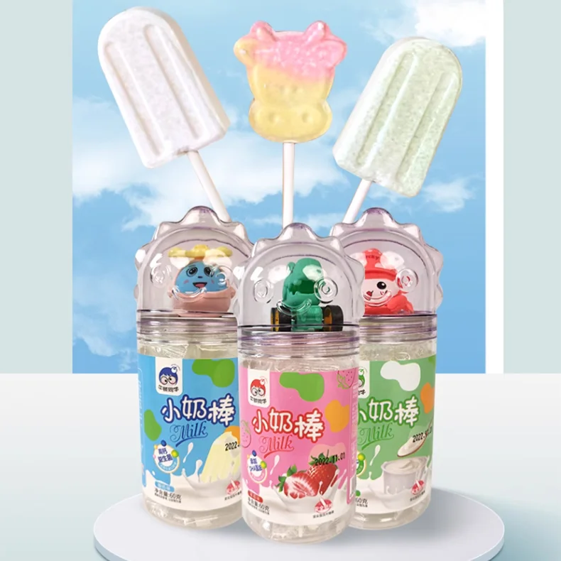 Cartoon Pattern Yogurt Sticks in Attractive Bottles Small Milk Sticks candy with Diverse Flavors