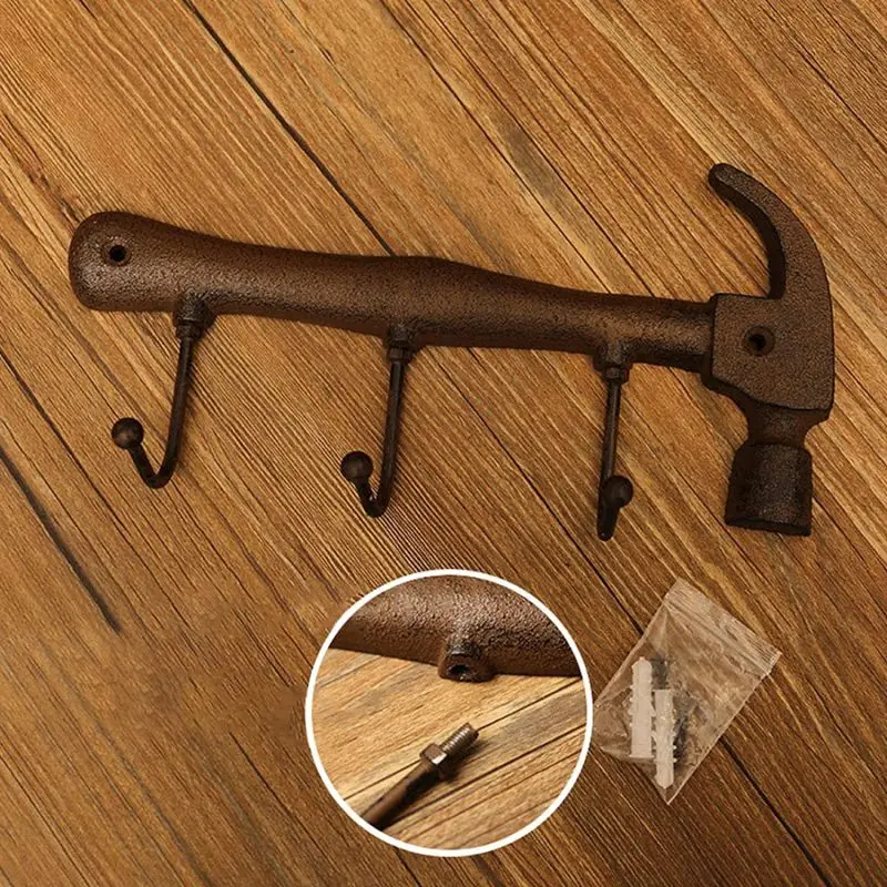 Novelty retro eco-friendly hammer shape hooks for decoration door hook hanger for clothes wall hooks