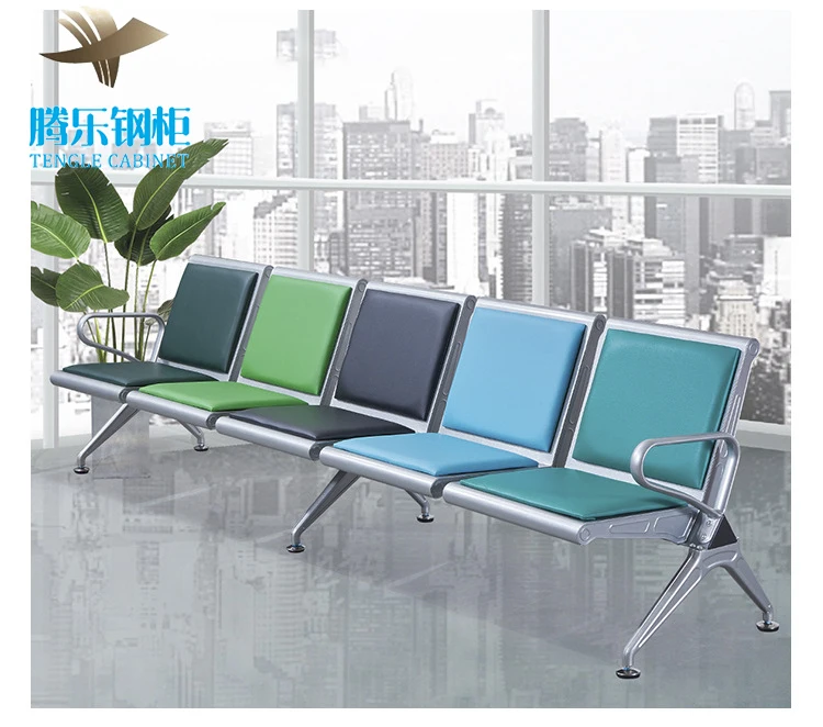 Customers 5 Seater Black Airport Waiting Bench Seats Gang Chair Waiting Chair For Airport