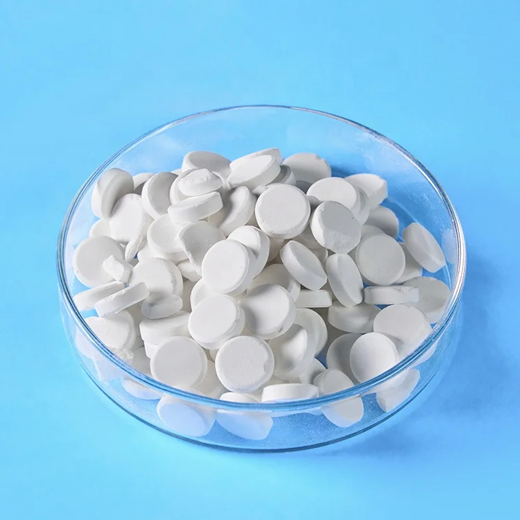 Sodium hypochlorite with 20-60 mesh particles for sterilization and disinfection of food manufacturing equipment