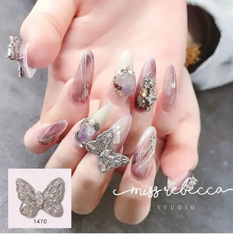 
Butterfly Charm Zircon Alloy 3D Nail Art Decorations Luxury Shiny Crystal Pendant Jewelry Manicure Design Accessories 
