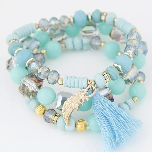2022 Hot Selling Tassel Bracelet Handmade Multi Color Beaded Set DIY Style Accept Clients Logo Charm Cheap