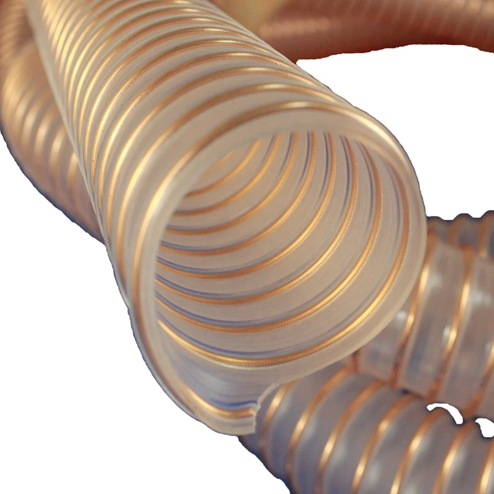 Transparent 1.5mm Thickness PU Steel Wire Reinforced Suction Hose