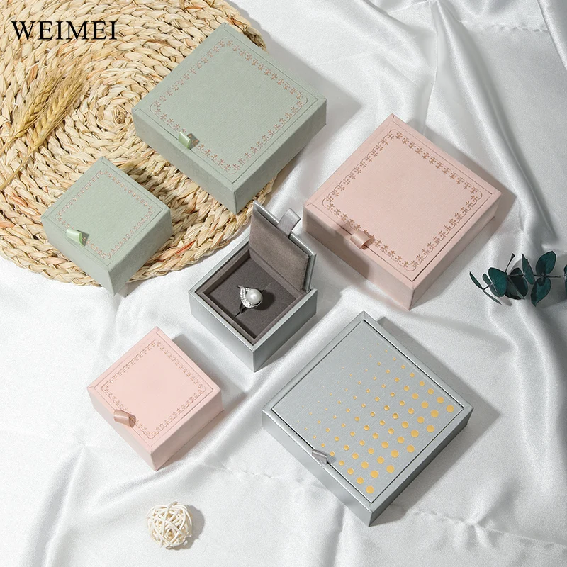 WEIMEI special paper jewelry wooden box polka dot clamshell ring gift box Ring necklace earring box