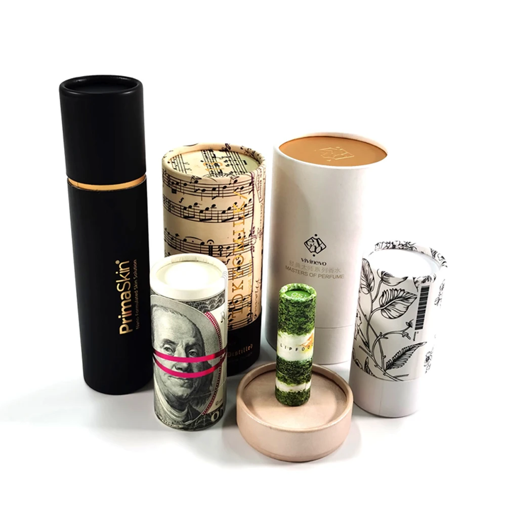Custom Design Cylinder Paper Cardboard Luxury Perfume Bottle Paper Tube Packaging