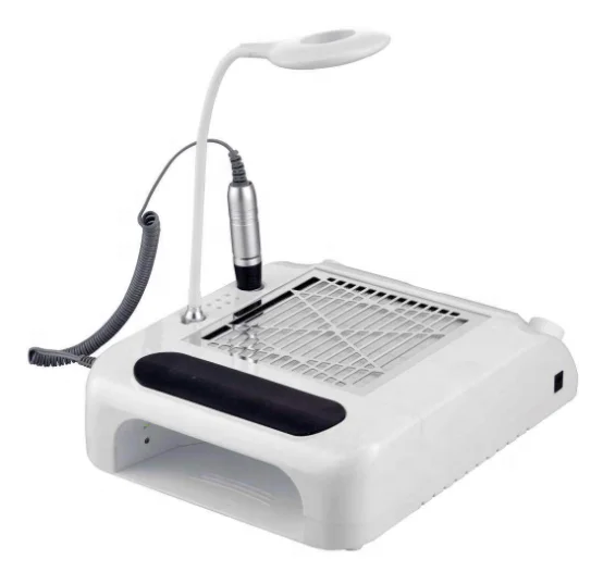 6 in 1 Professional Multi-functional Nail beauty Tools with Nail Drill, Nail Dust Extractor, Nail Lamp and LED Table Lamp
