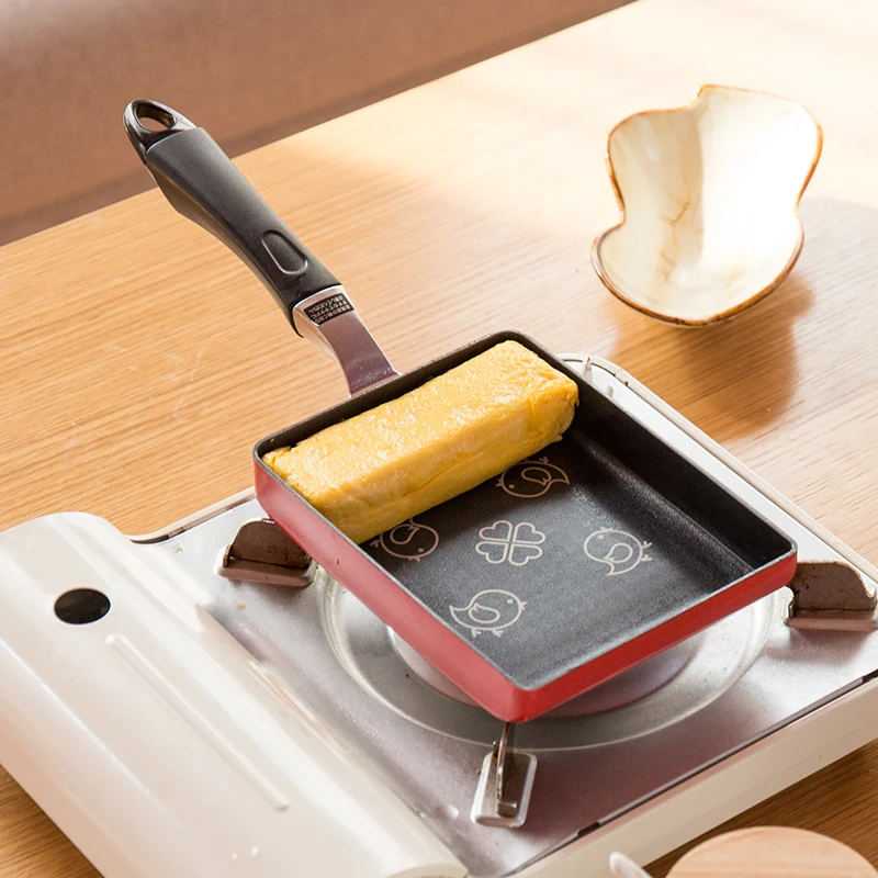 2019 New Japanese aluminum egg roll mini non stick pan omelette pan rectangle pan for cooking