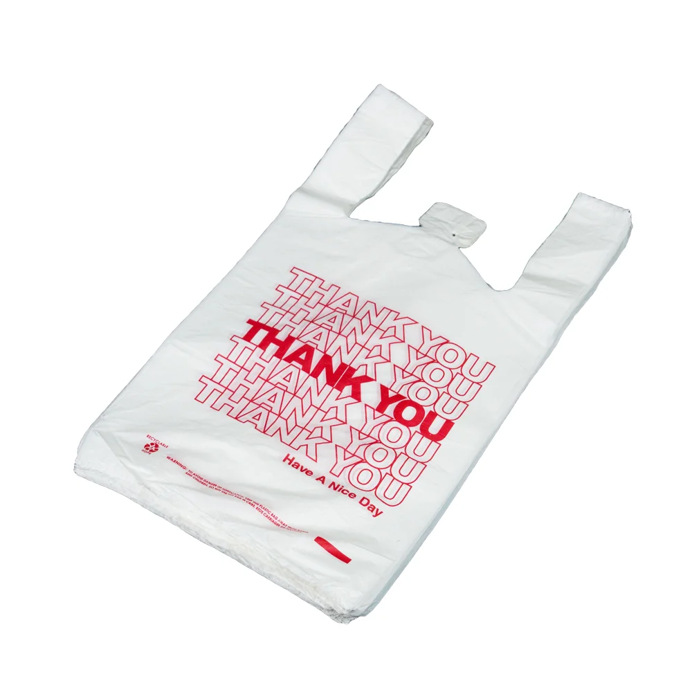 T-shirt Bag Cheap Custom Logo Eco Friendly T-Shirt Bag Light Green Plastic T-shirt Shopping Bags