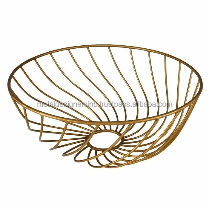 Metal Fruit Basket Top Selling Decorative Wholesale Rate Iron Wire Basket Luxury Kitchen Accessories Classic Style