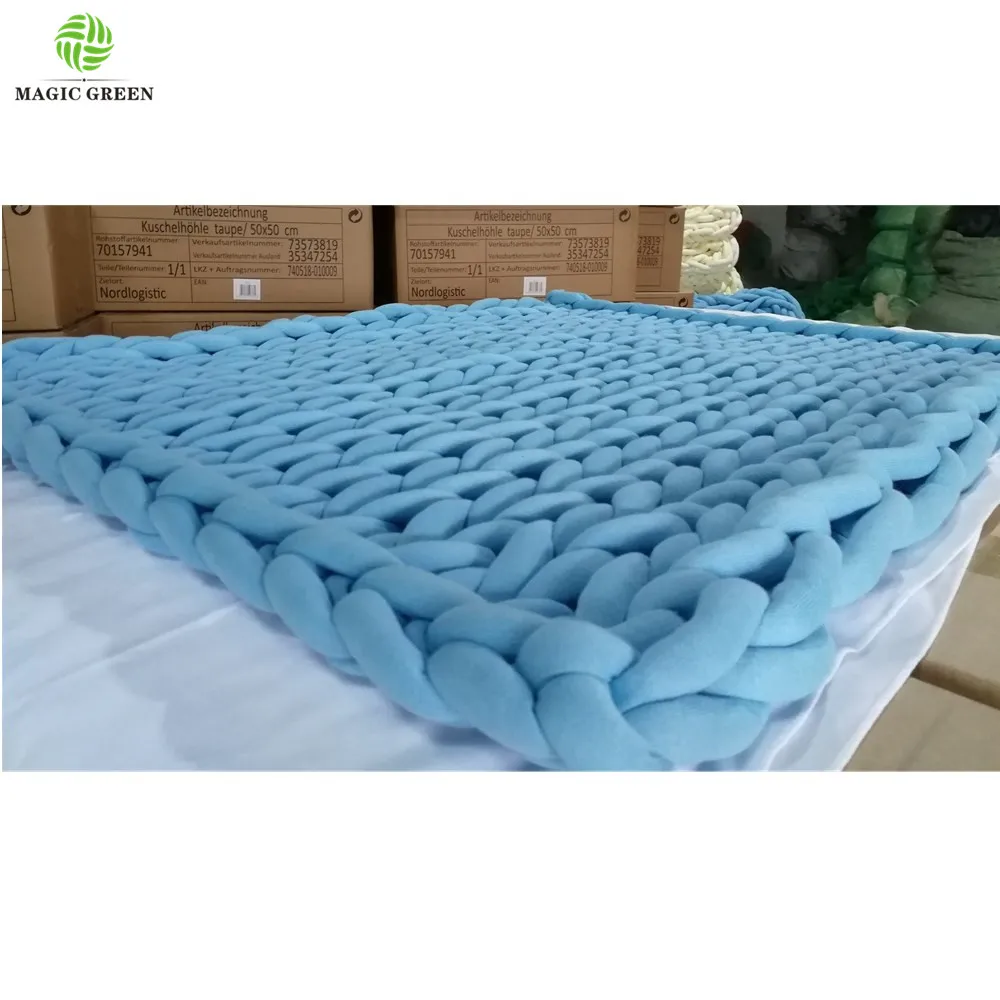 stock 100% COTTON SEAMLESS D2-3cm machine washable roving yarn filled tube braid hand knit yarn fabric  thick heavy blanket