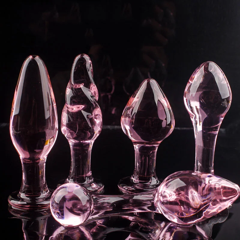  Homemade 7Pcs Anal Set Masturbator Pink Crystal Adult Sex Toys Glass Plug For Woman And