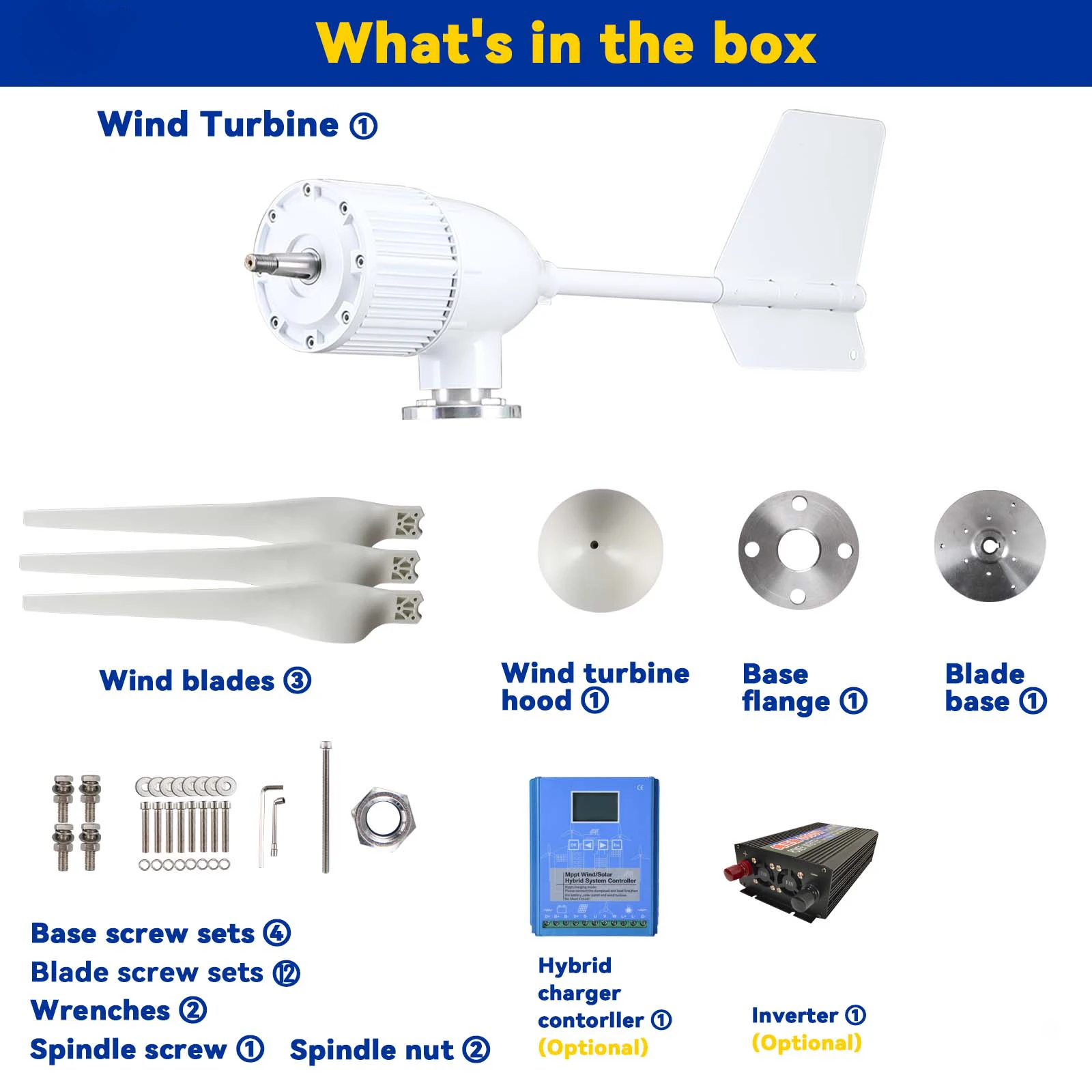 fast delivery Wind Turbine Generator 3000W 2000w 2kw 3kw 24v 48v 96V Off Grid System Hybrid Charge Controller EU Warehouse
