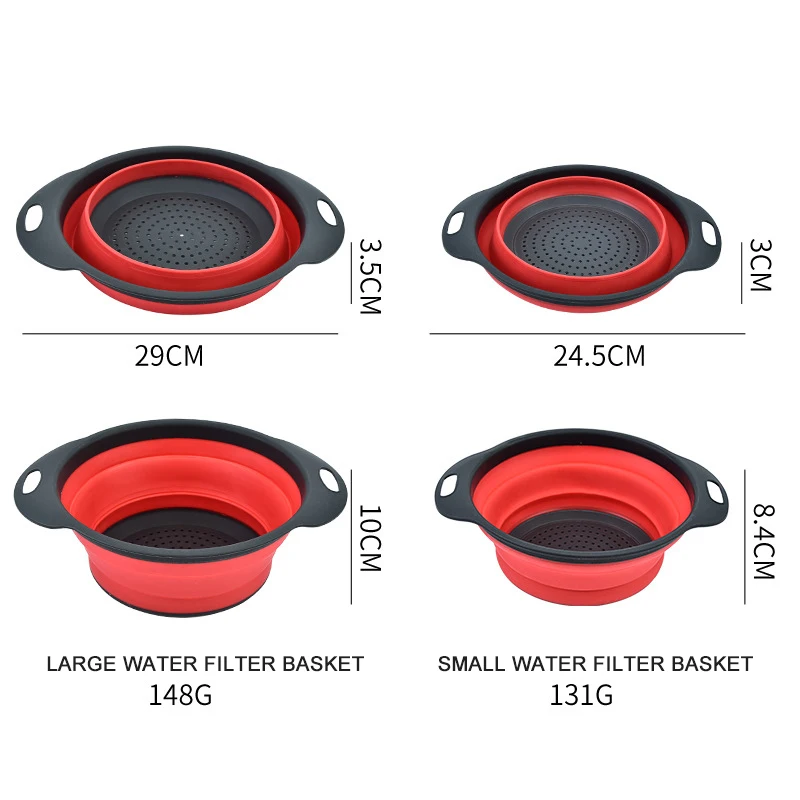 Foldable Silicone Colander Multiple Color Kitchen Fruit Vegetables Washing Basket Collapsible Basket Strainer