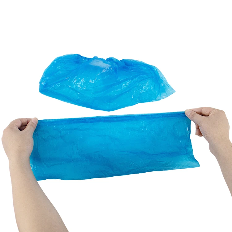 waterproof protective plastic pe disposable elastic blue non skid shoe cover for automatic shoe cover dispenser