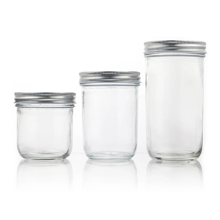 Wholesale Factory Low MOQ Food Grade 300ml 500ml 650ml Glass Caviar Jar with Screw Metal Lid Empty Round Mason Glass Jars