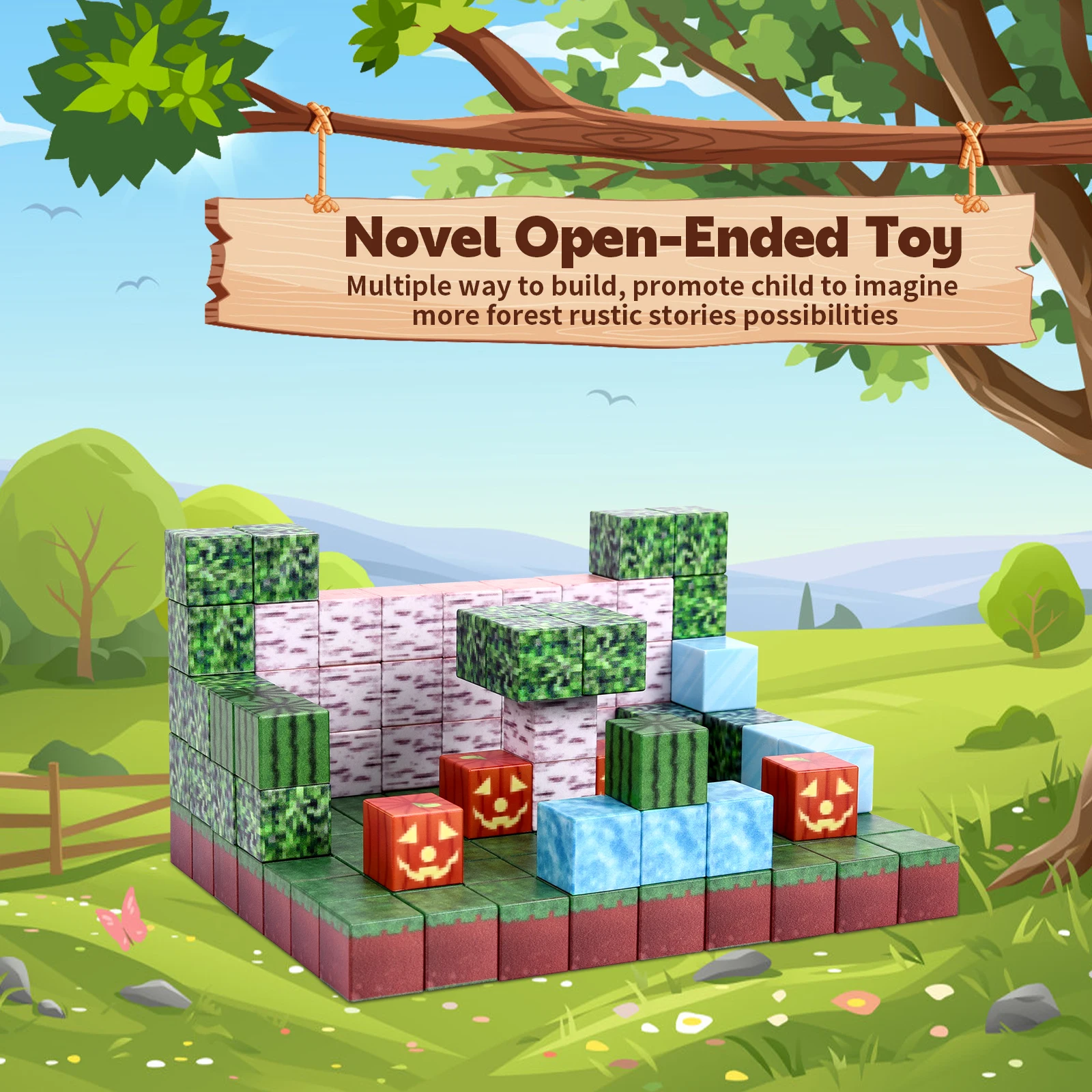 Magnetic Blocks-Building Mine Magnet World Set Sensory Kids Games Toys for 3+ Years Old Girls