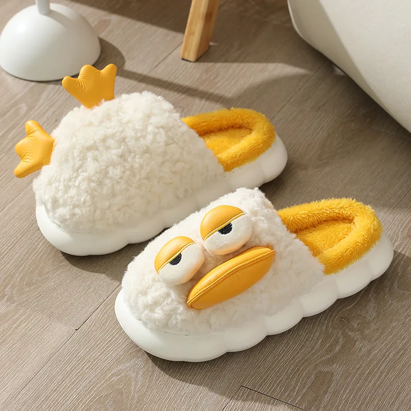 Hot sale parent and children new comfortable plush slippers winter warm fluffy duck slippers
