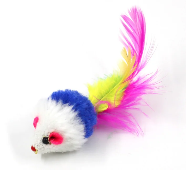 Оптовая продажа, плюшевая игрушка в форме мыши, пера, кота