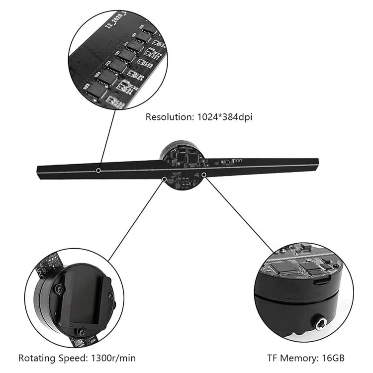 3D Led Hologram Fan For Cars 42Cm 3D Hologram Protector Fan Holographic Fan 3 D Projector Hologram