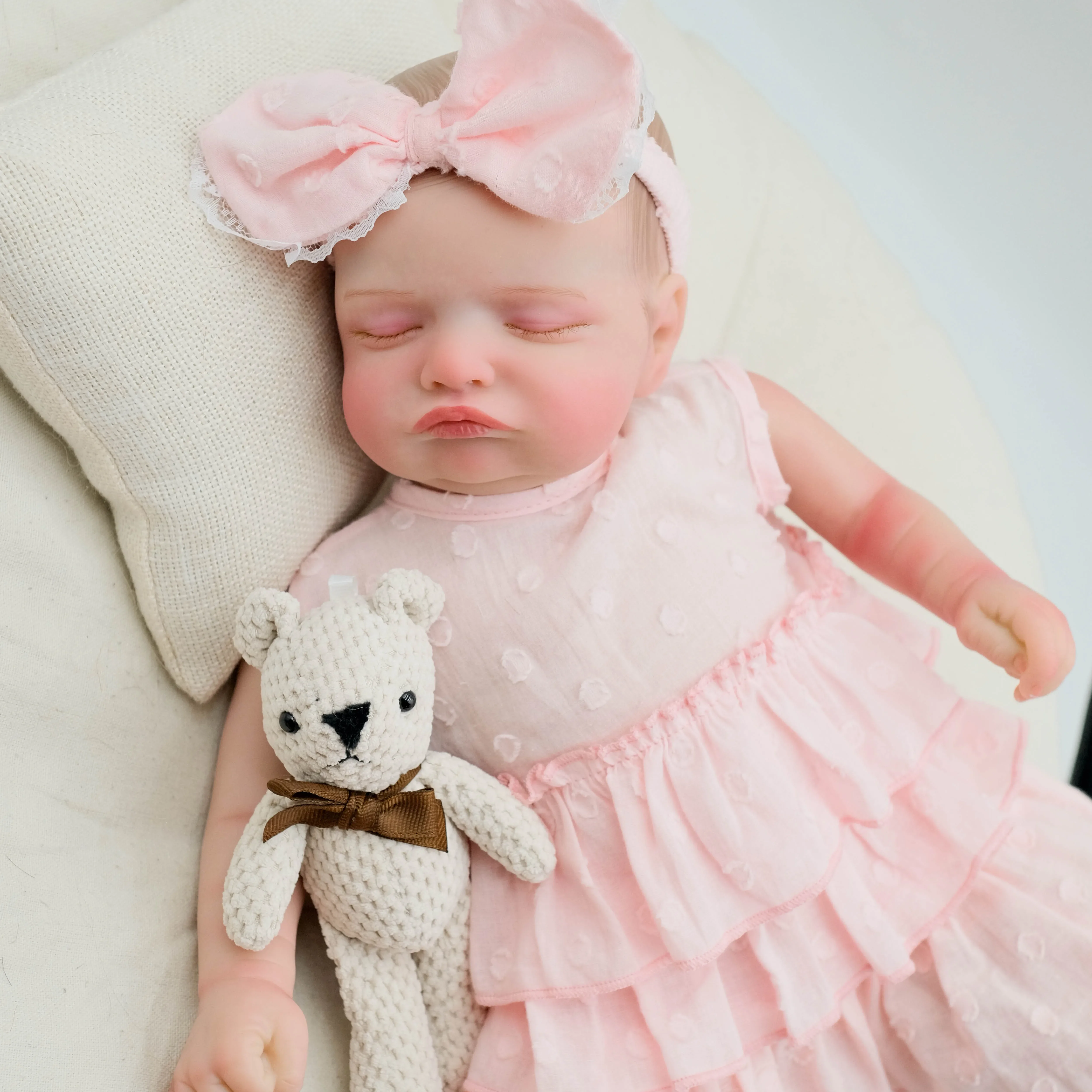 NPK 48CM Rosalie Already Painted Newborn Baby Doll Newborn Baby Reborn Doll Hand Paint with Genesis High Quality 3D Skin Tone